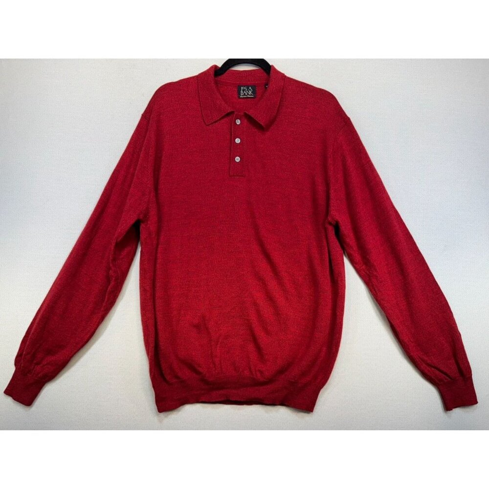 JOS. A. BANK Signature Collection Mens  Merino Wool Long Sleeve Polo Sweater Siz